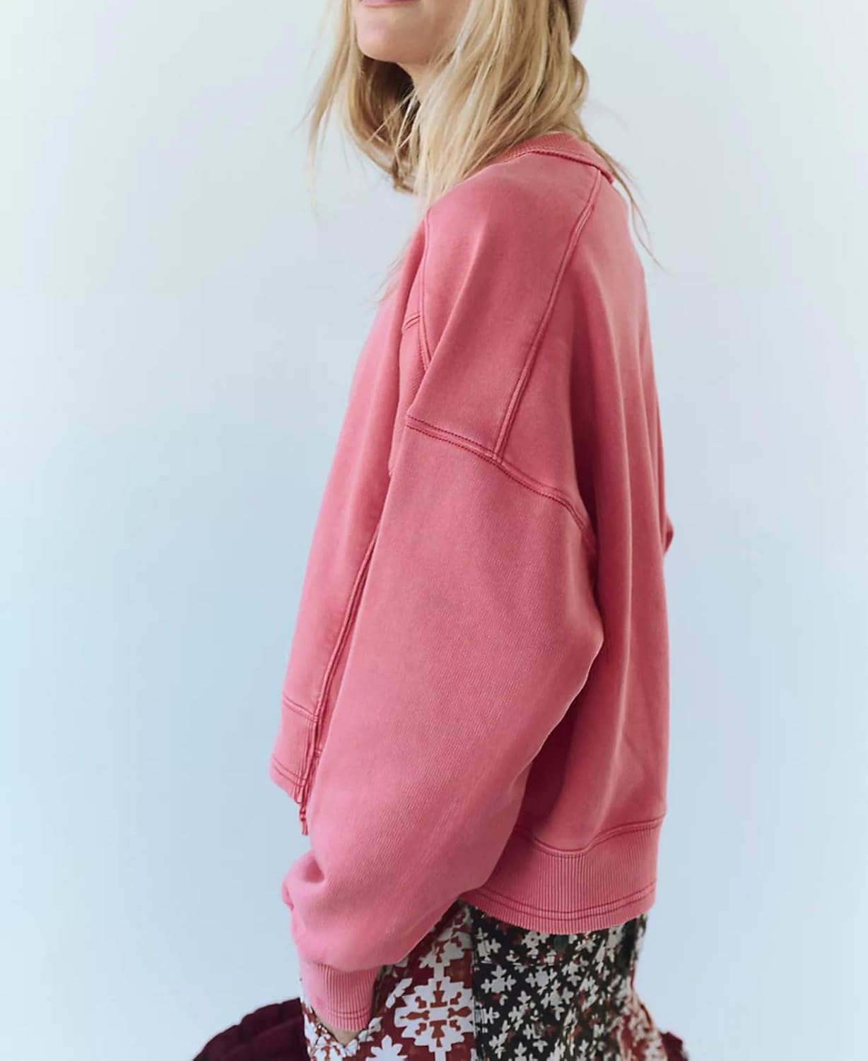 INFITTY Womens Fleece Crewneck Sweatshirts Long Sleeve Oversized Cropped Pullover Tops Fall Winter Fashion 2026 - Image 2