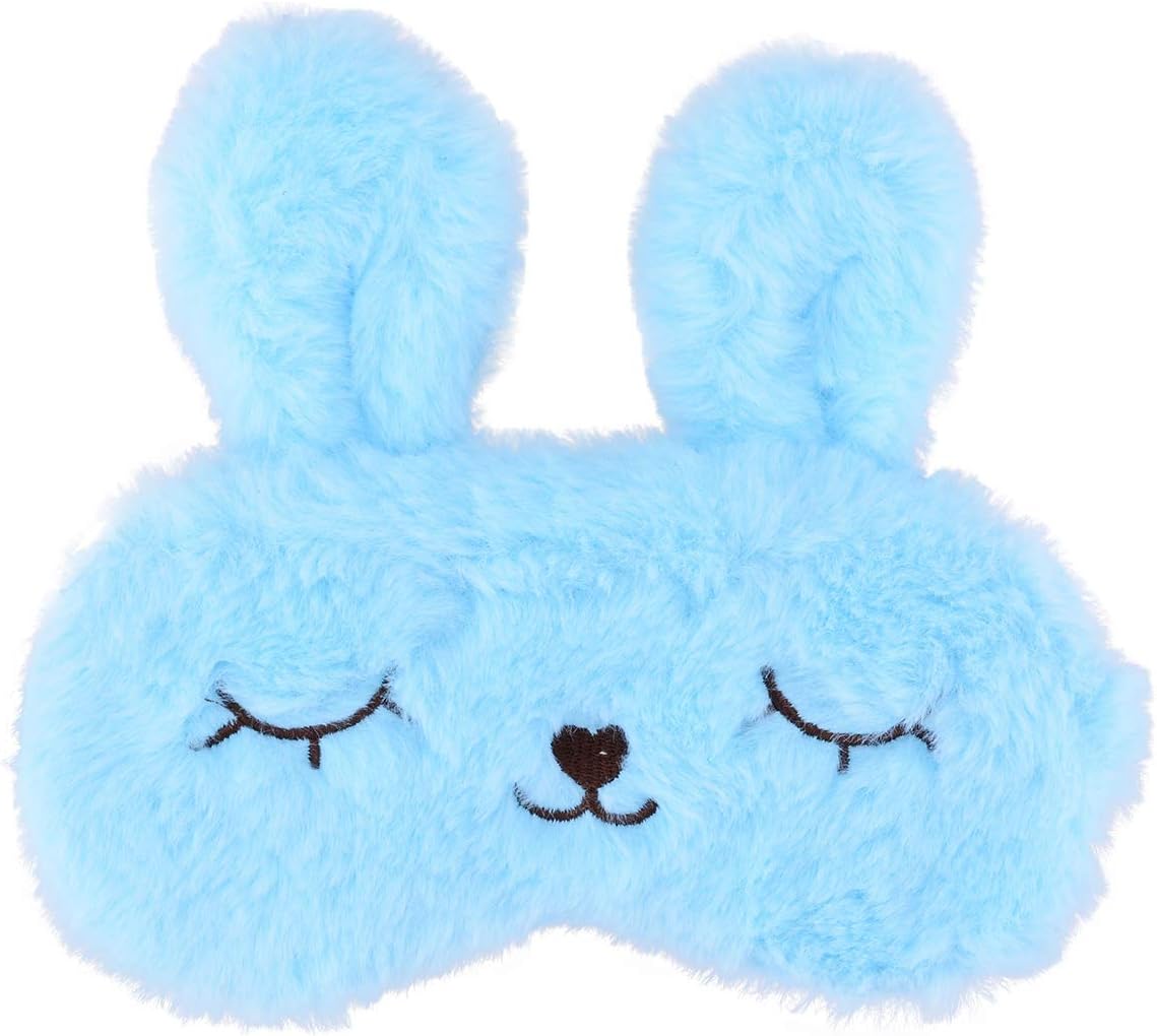 Ulife Mall Funny Easter Bunny Sleep Eye Mask Fluffy Plush Blindfold for Sleeping Travel Eye Mask with Adjustable Elastic Band Sleeping Masks Eye Cover for Children Girls Boys Women Blue