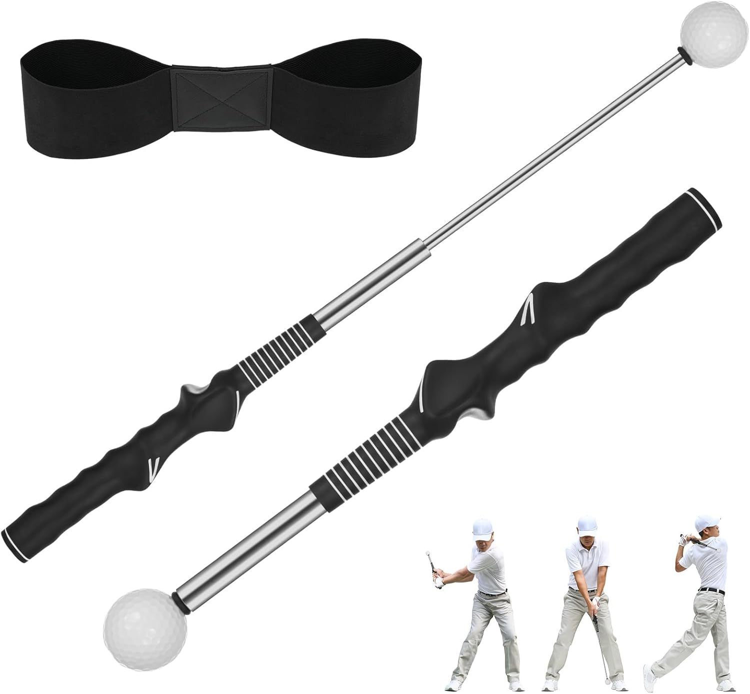 Retractable Golf Swing Trainer, Golf Grip Trainer for Warm-ups, Indoor Practice, Right-Handed Golf Clubs, Golf Accessories - Strength and Tempo Training for The chip Shot