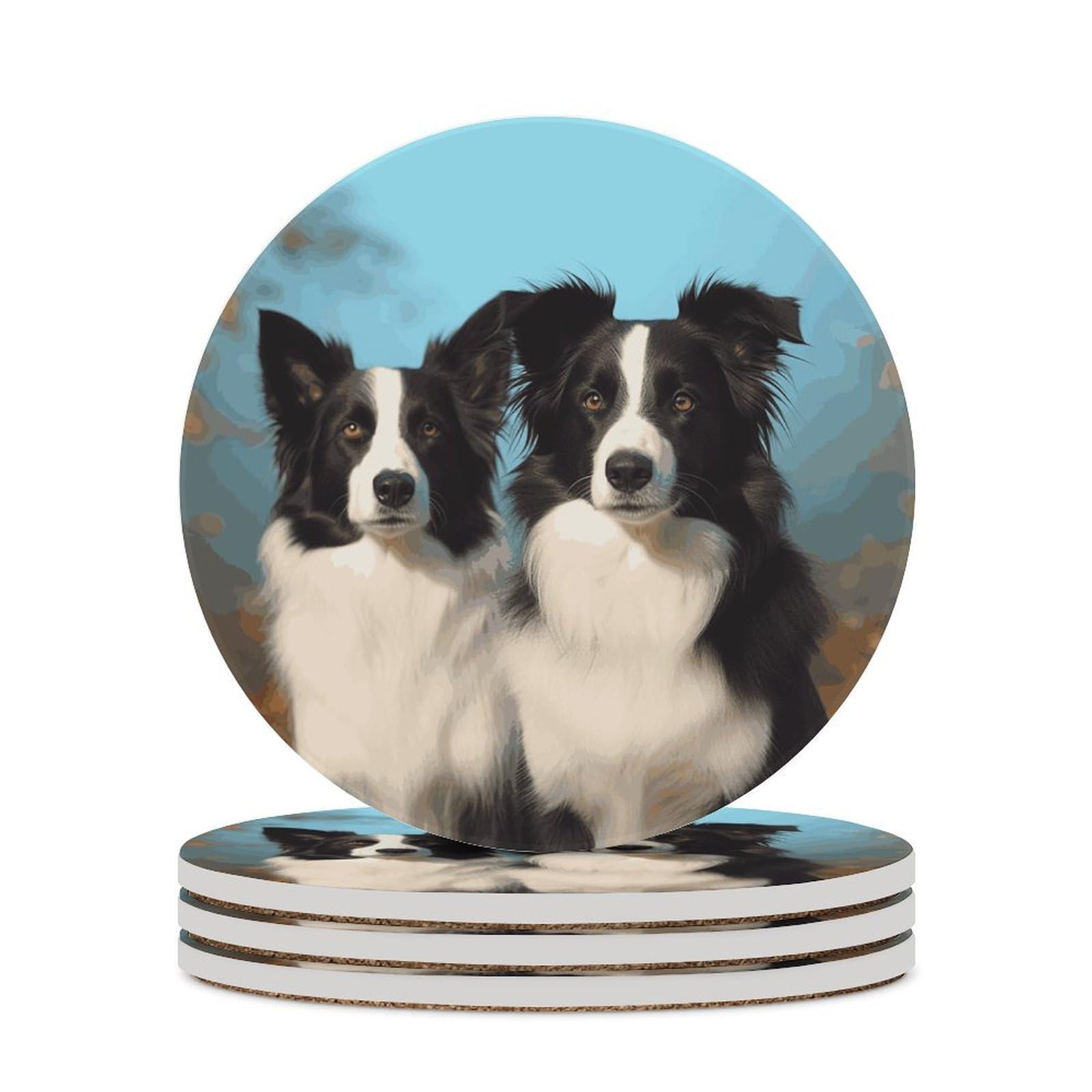 Dessous de verre Border Collie en céramique pour protéger votre table basse lors de l'apéro
