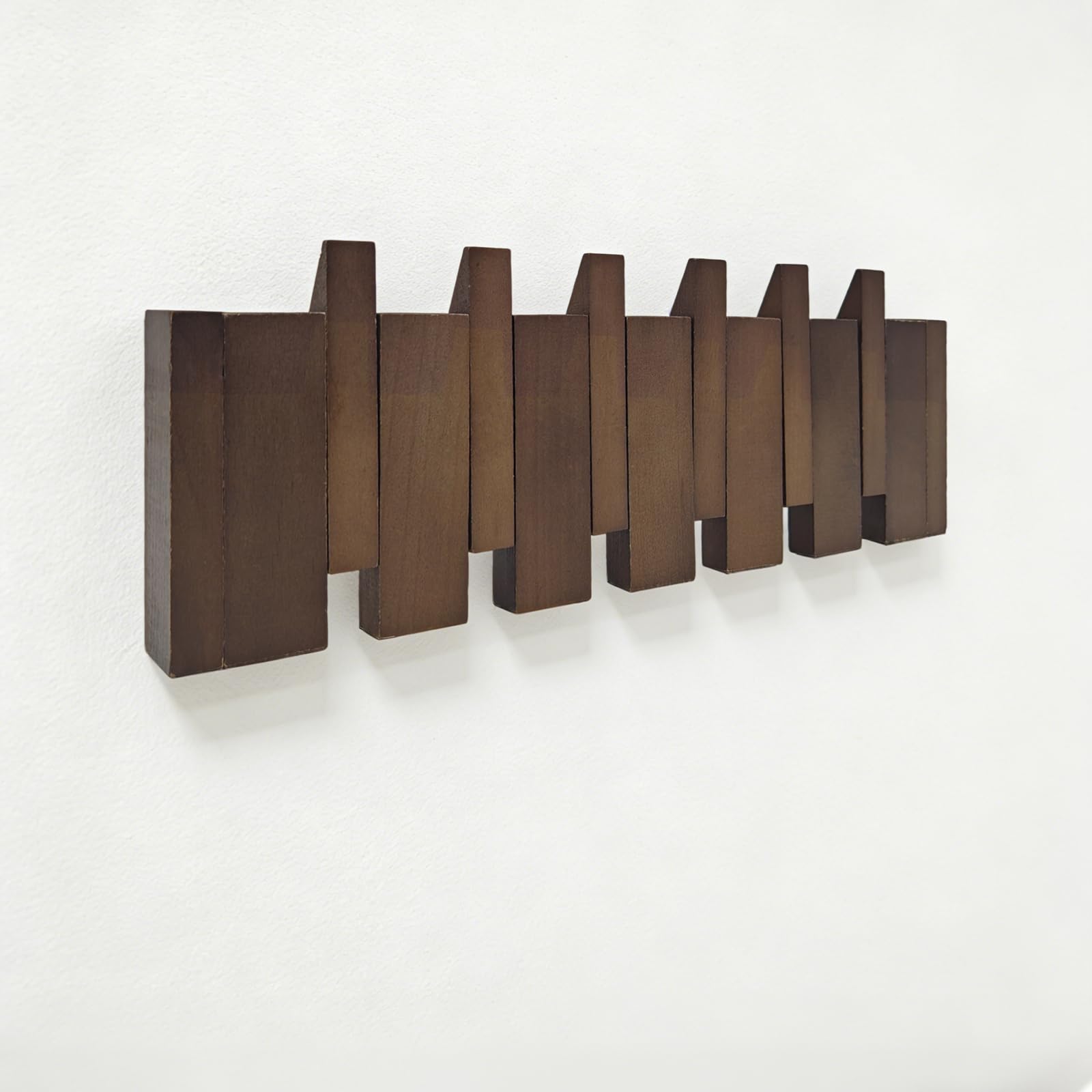 View 1 of ***FACTORY SEALED***ZOESEEK 16.9" Wooden Piano Key Coat Rack Wall Mounted, 6 Hooks Natural Walnut Wall Coat Rack, Wall Mounted Coat Rack for Hanging Coats/Hats/Keys/Towels/Bags