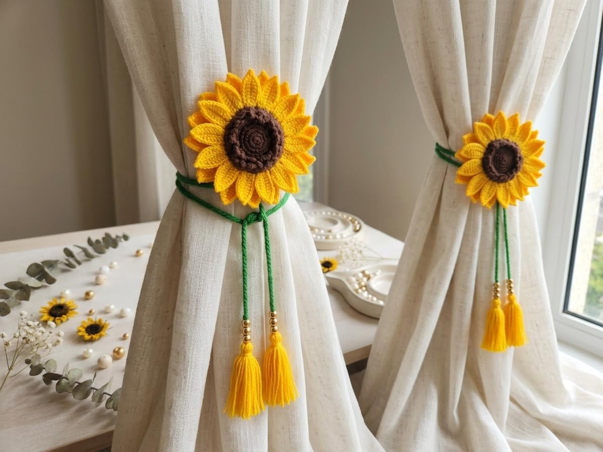 Buy Art Appetite Handmade Sunflower Curtain Tie Backs Set of 2