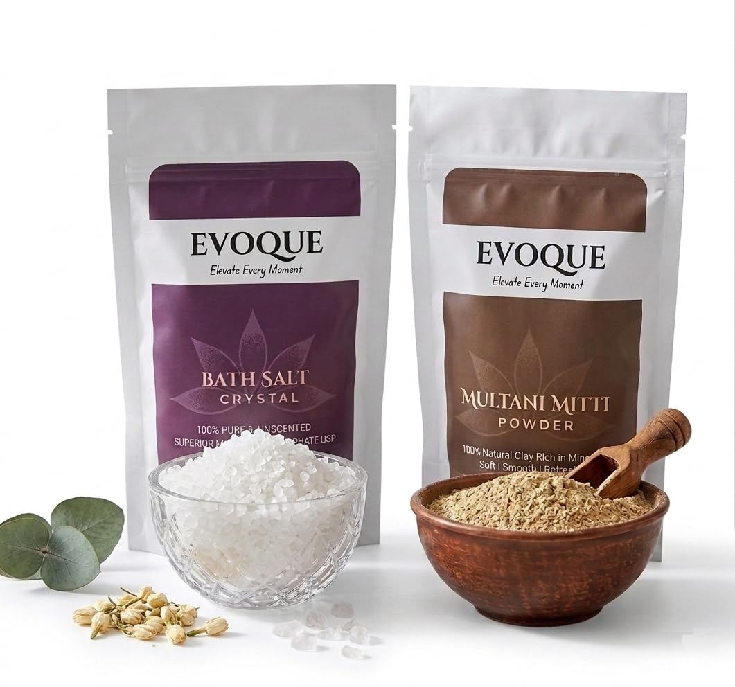 Bath Salt 1kg and Multani Mitti 100g Combo Pack | Natural Epsom Salt for Soaking & Body Care | Fuller’s Earth Powder for Face Pack & Skin Cleansing | Home Self-Care Combo-image-32