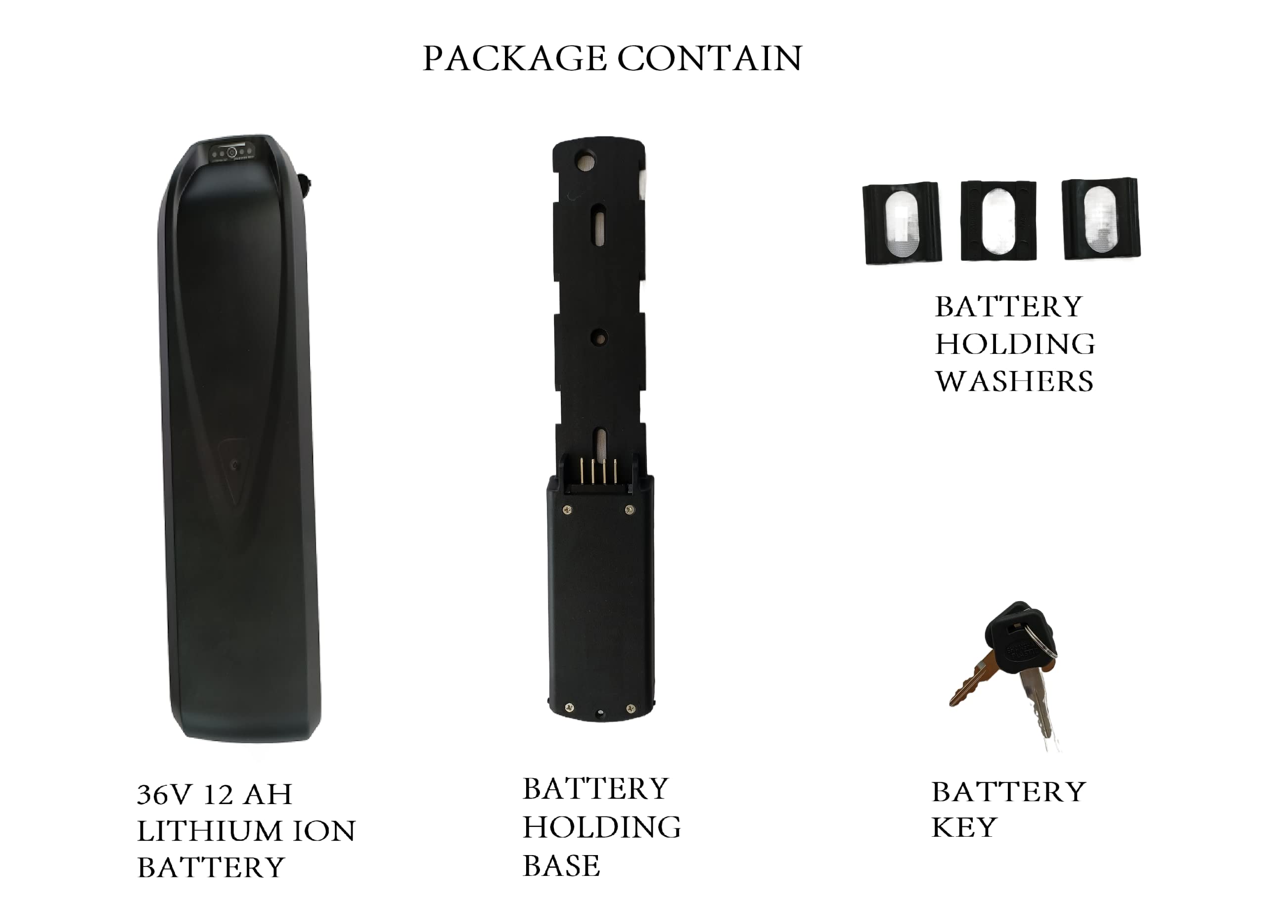 36v 12Ah, Roulik Lithium Ion Down Tube Battery for e-Bike/Electric