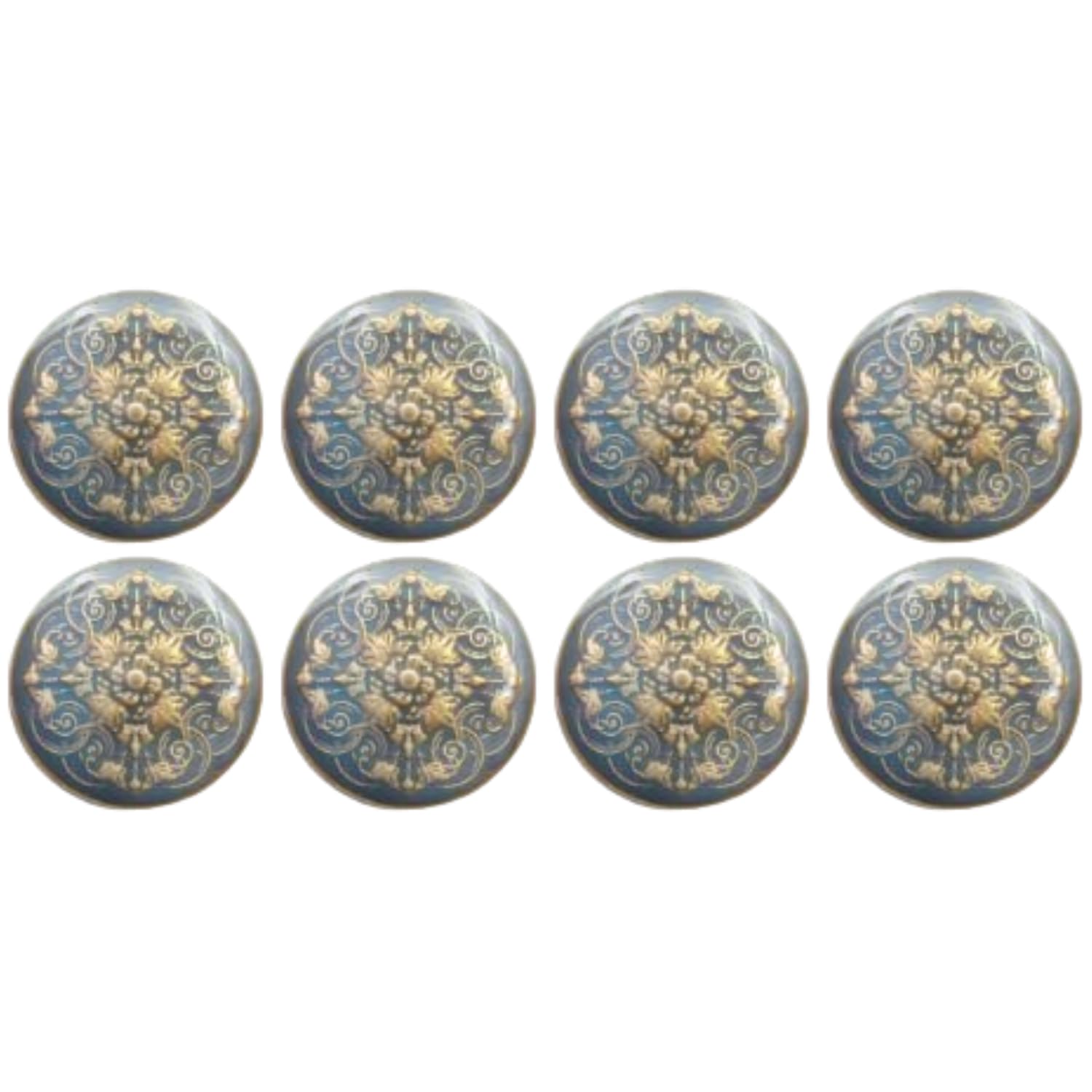 Ani Accessories Round Lucite Metal Shank Button Enameled Lamination Shank Metal Button for Bandhgala Coat Blazer Suits (Pack of 8 Pcs Small) (Grey)