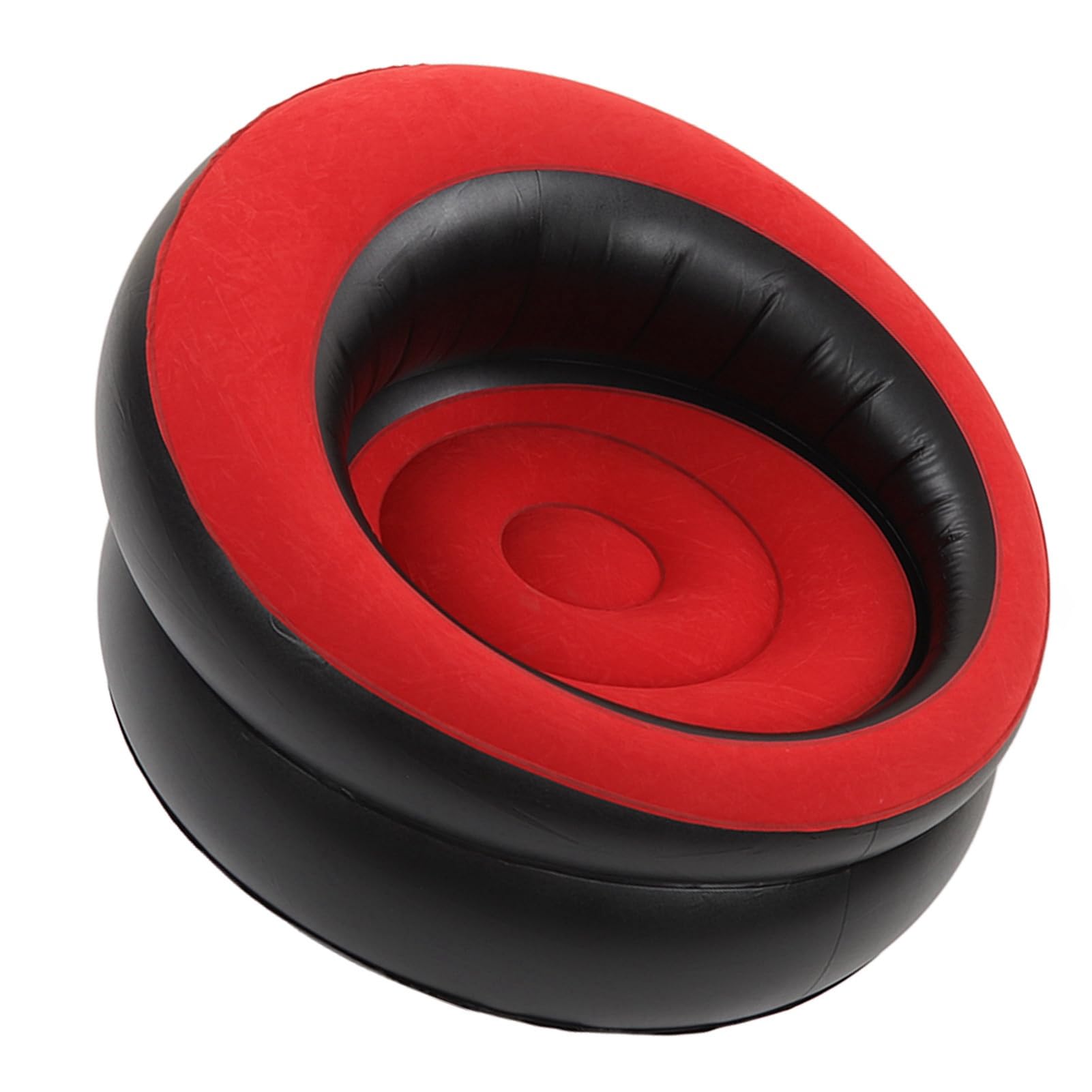 Sofá inflable ergonómico flocado para uso interior-exterior y viajes en color rojo
