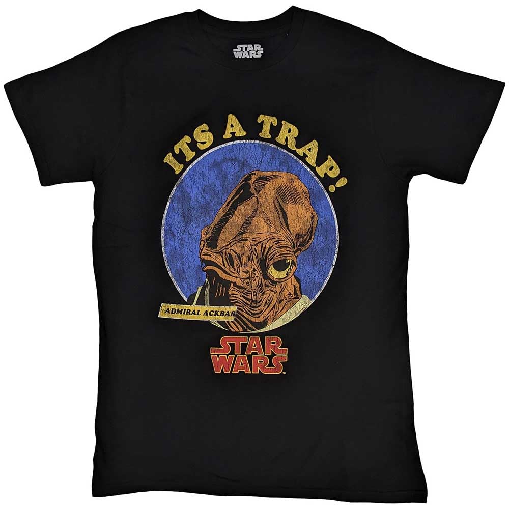 Rock Off Officially Licensed Products Men's Black Star Wars T Shirt Ackbar It's A Trap Official M