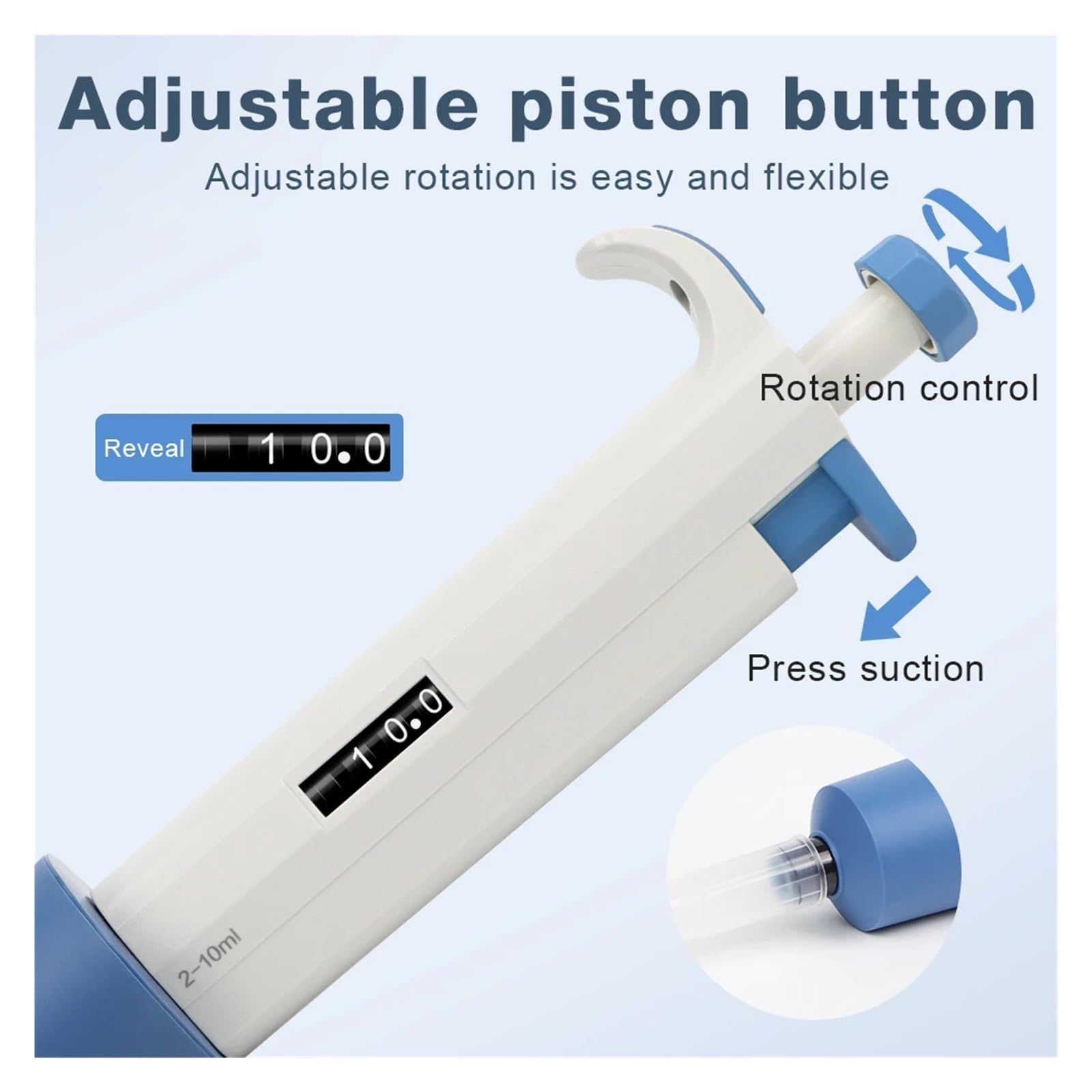 Pipeta, Pipeta de laboratorio de 1-10 ml, semiesterilizada, ajustable, de un solo canal, de plástico, gotero portátil