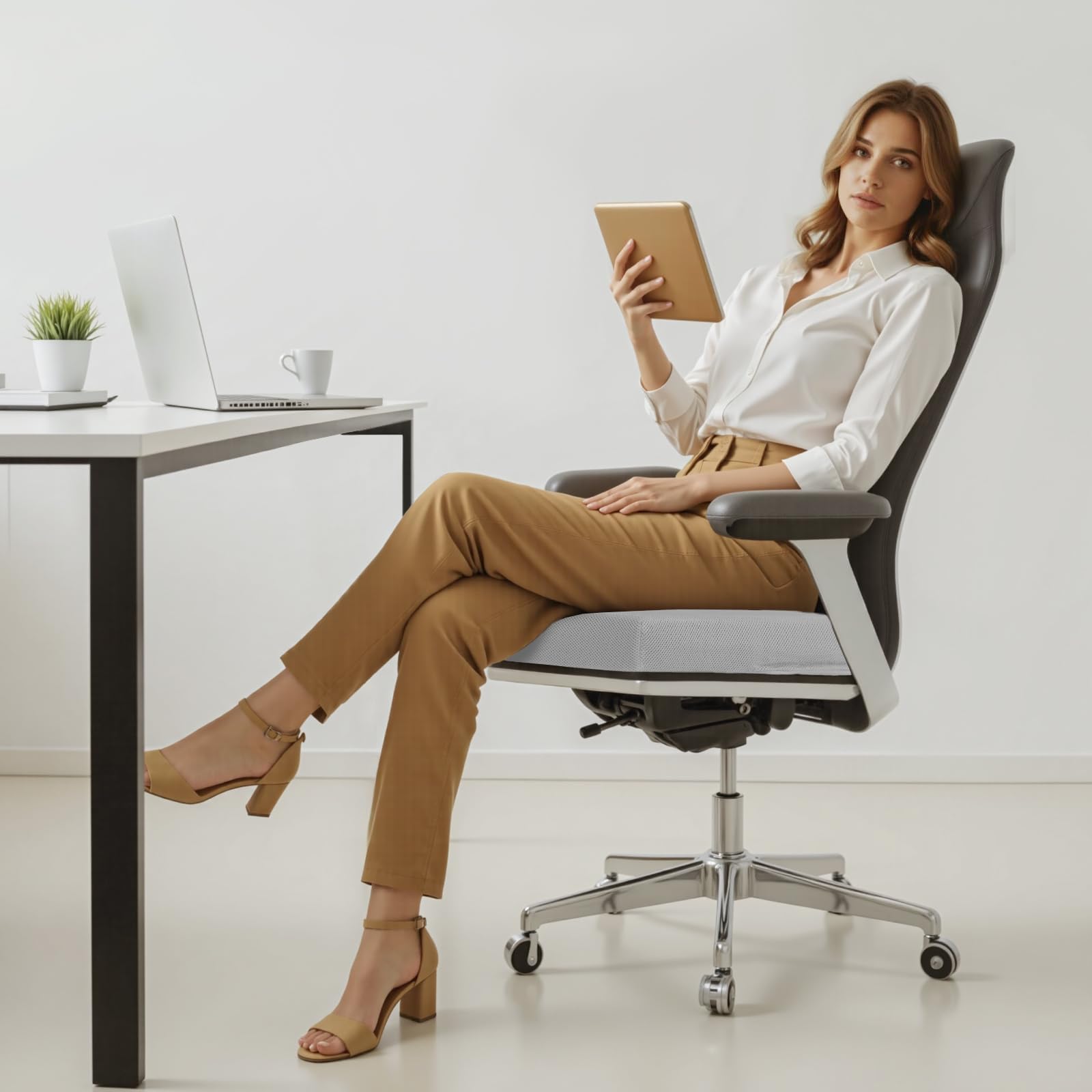 Gildoveo 18x16x3 Memory Foam Seat Cushion with Zipper,Chair Cushion with Non-Slip Backing,Breathable Office Chair Cushion/Stadium Seat Cushion/Cushion Lab/Wheelchair Cushions（Grey）