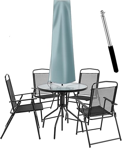 Miniatura 10 de Dafire Funda para sombrilla de patio de 7 a 9 pies, fundas de sombrilla de 5.6 ft (verde 420D), tela Oxford impermeable con cremallera, fundas