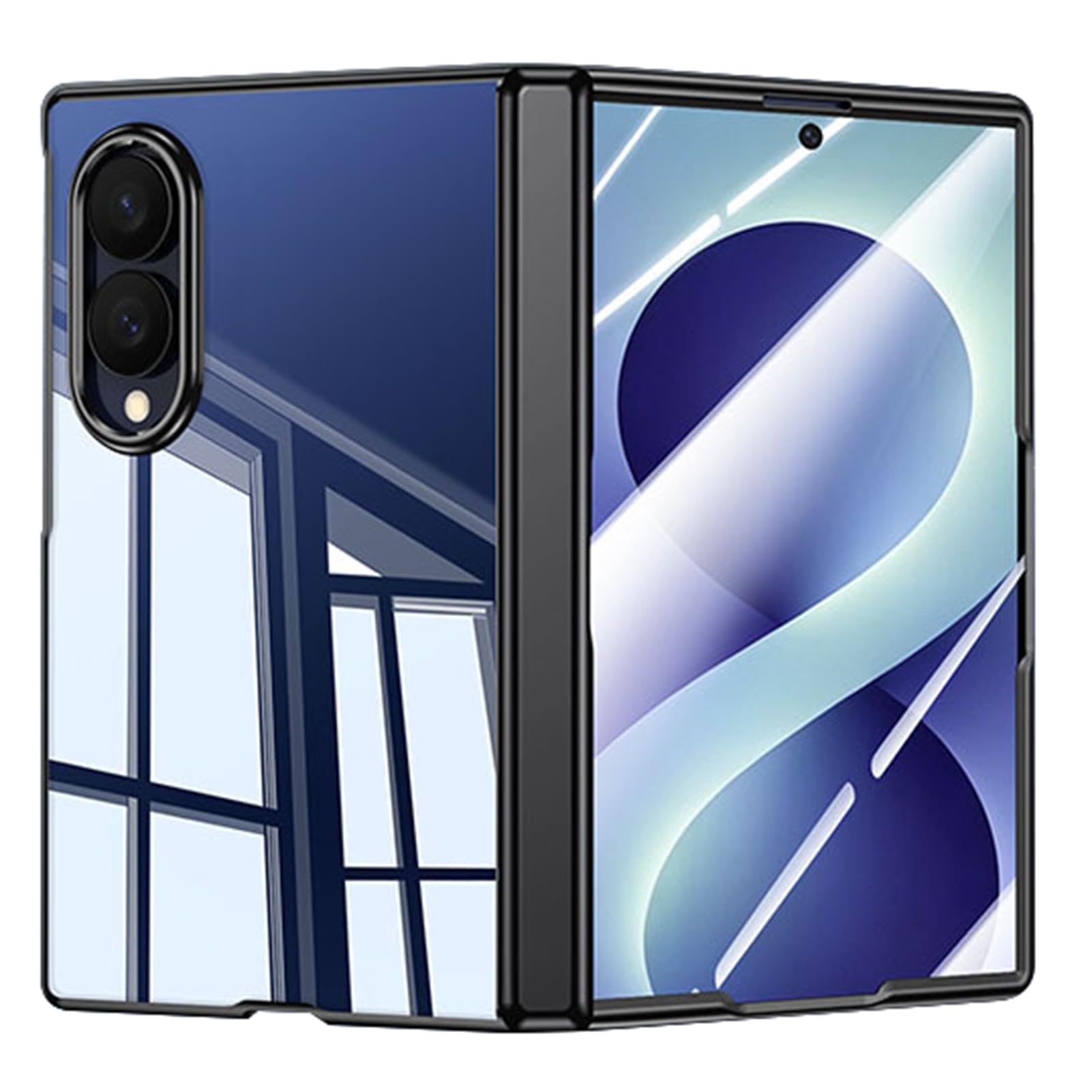 Custodia Trasparente For Samsung Galaxy Z Fold 8, Protezione Dagli Urti Dello Schermo Cover Anti-Ingiallimento Custodia Minimalista Con Cerniera Ultra Sottile(Black)