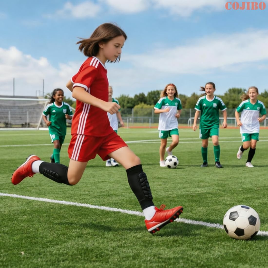 Parastinchi da calcio con imbottitura integrata, maniche da sci per bambini, ragazzi e adulti, maniche per polpaccio a compressione, attrezzatura protettiva per diversi sport