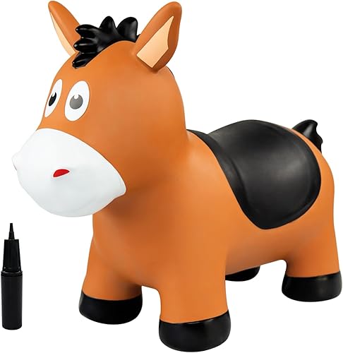 EVERICH TOY Tolva y caballo inflables de animales hinchables para niños pequeños de 1 a 3 años, juguetes de rebote para saltar, regalo de cumpleaños