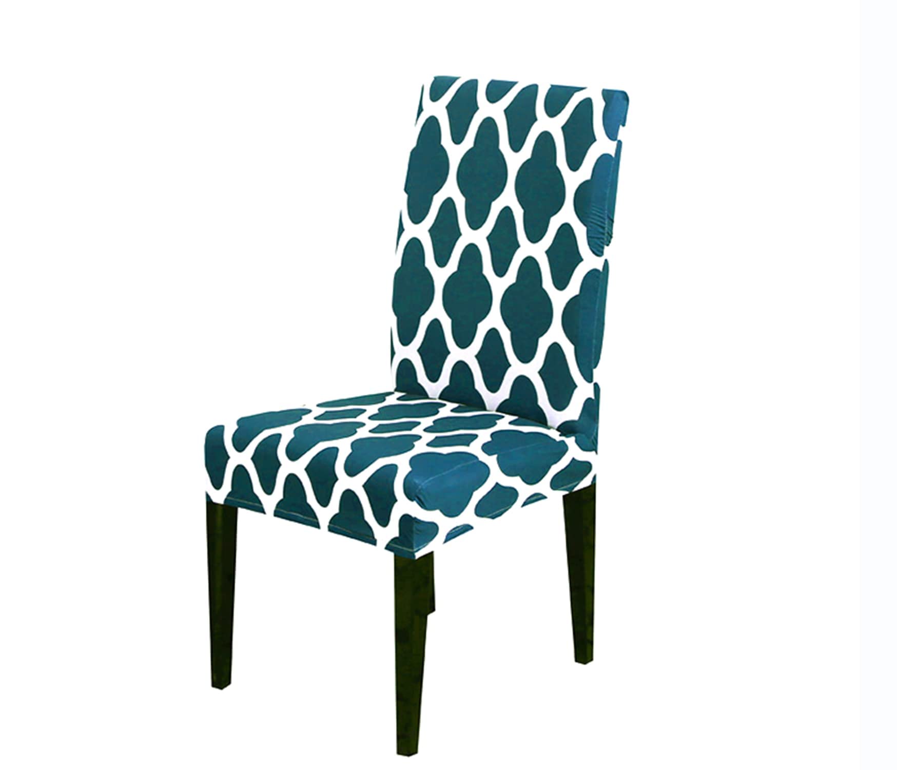 Quirk Elastic Chair Covers - Black & Brown Motif (Pack of 6) -17