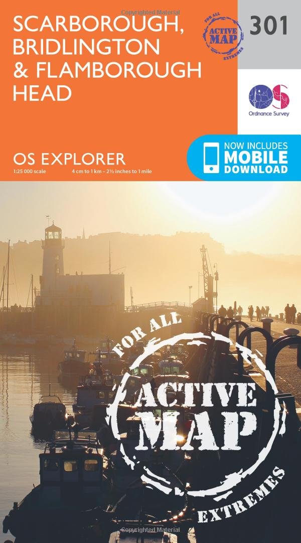 Scarborough, Bridlington & Flamborough Head Map | Weatherproof | North Sea Trail | Ordnance Survey | OS Explorer Active Map 301 | England | Walks | Hiking | Maps | Adventure
