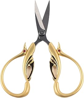 Retro Swan Shaped Scissors, Premium Stainless Steel Embroidery Cutting Tools with Ergonomic Handle Design for Sewing Crafting Household Use Golden Flower Color