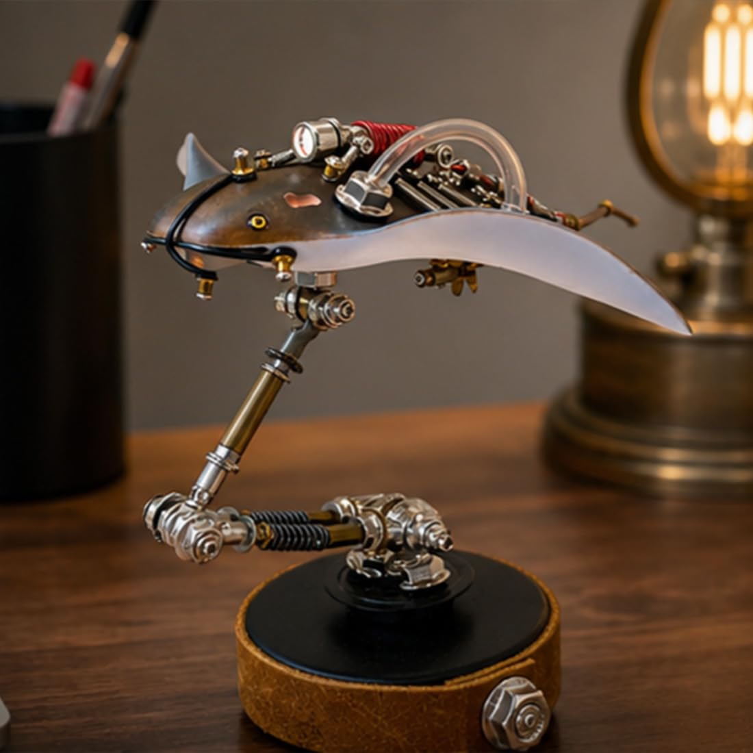 200 Teile Mechanisches 3D Metallpuzzle Meereskreatur Mit LED-Beleuchtung | 2 Stunden Bauzeit für dieses 3D Steampunk Puzzle ideal als industrielle Tischdekoration für Erwachsene