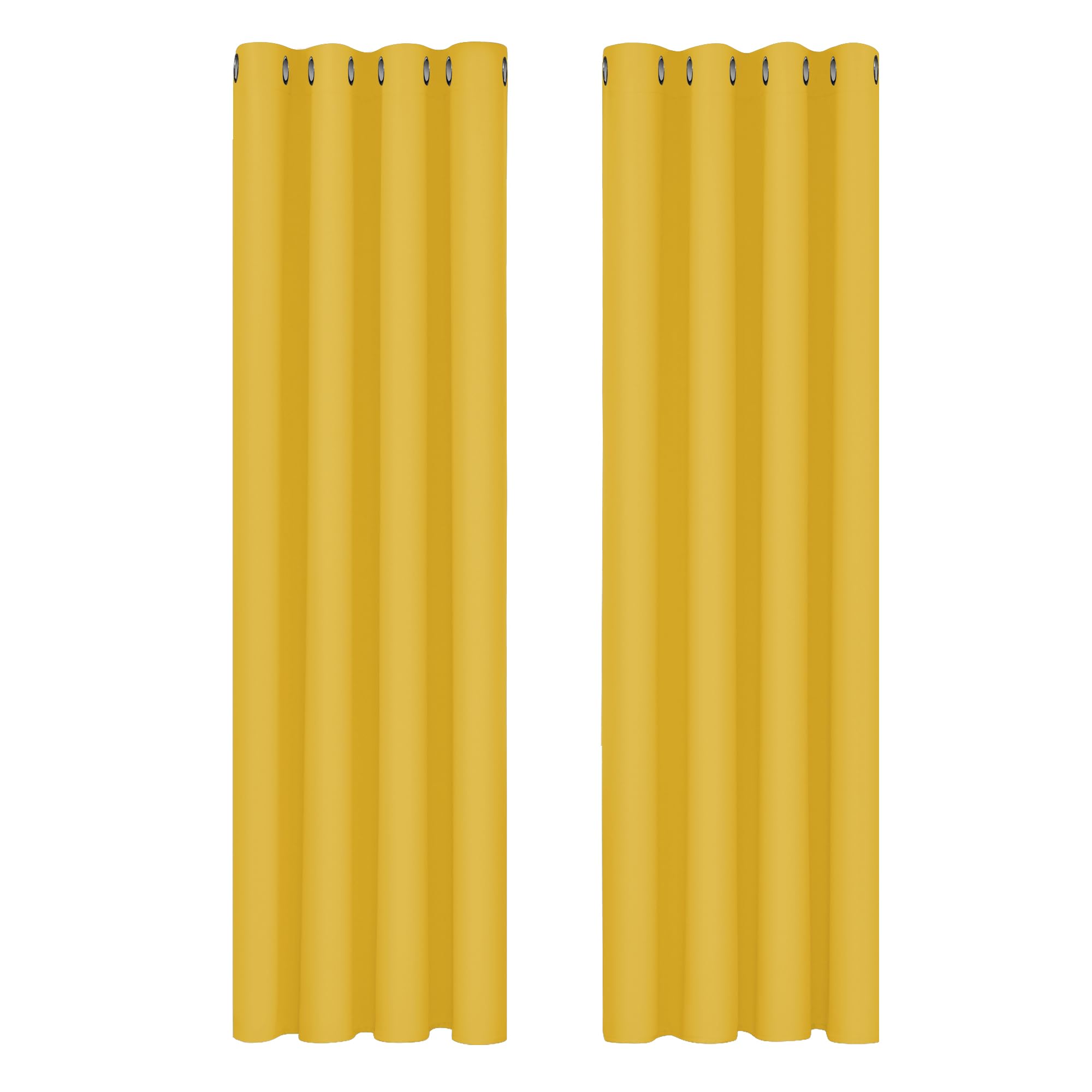Deconovo Mellow Yellow Thermal Insulated Eyelet Blackout Curtains For Bedroom 66 X 90 Inch 2 Panels