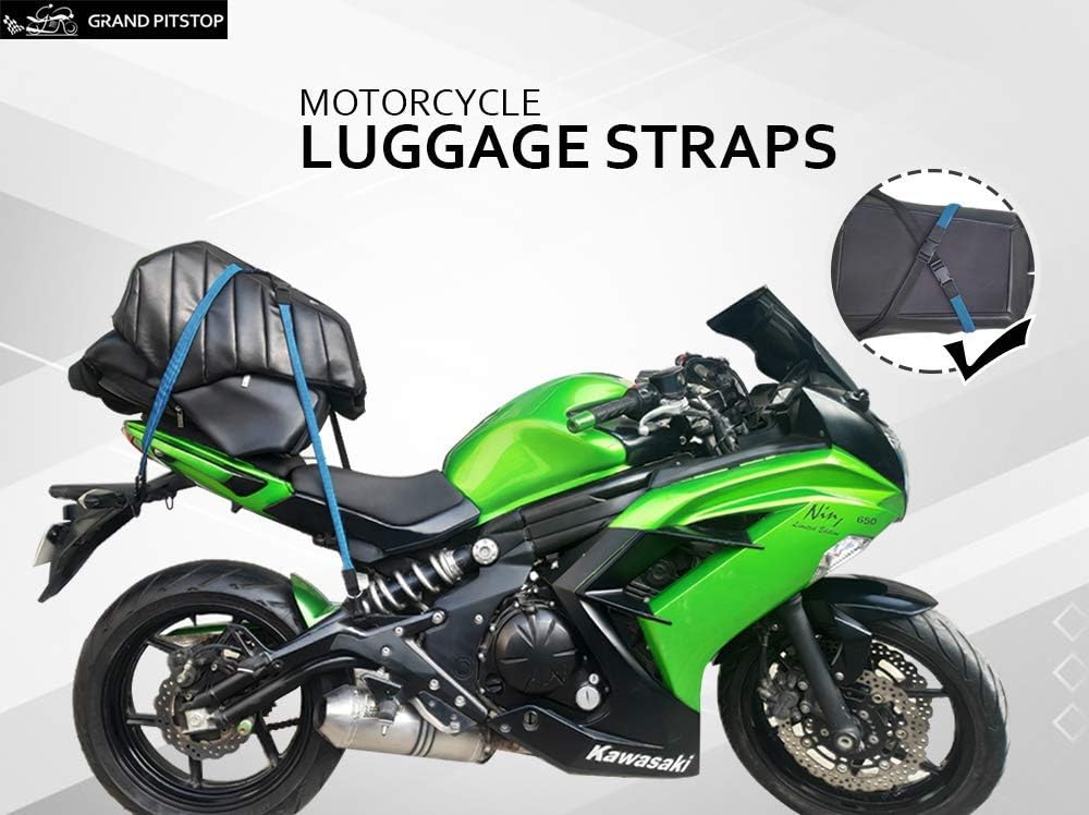 Grand PitStop Motorcycle Luggage Straps 22"-68" Adjustable Stretch Strap- Set of 2