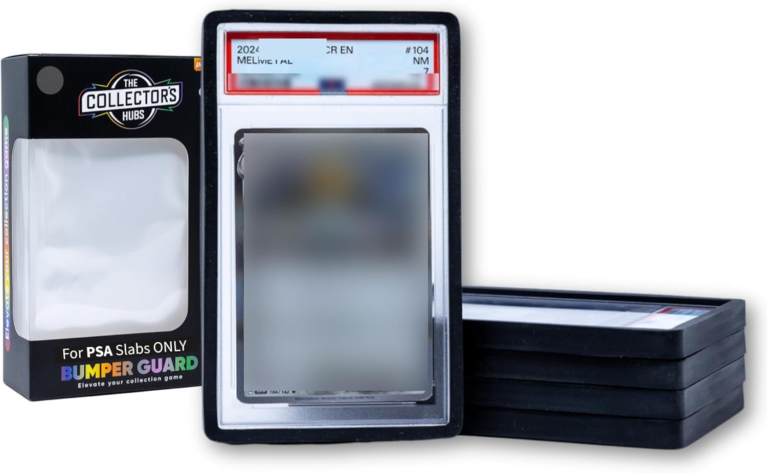 5× PSA Slab Guards – Impact-Resistant Protection System for PSA Graded Cards | Engineered Shock-Absorbing PSA Slab Protector | PSA Bumper Guard Set - Black