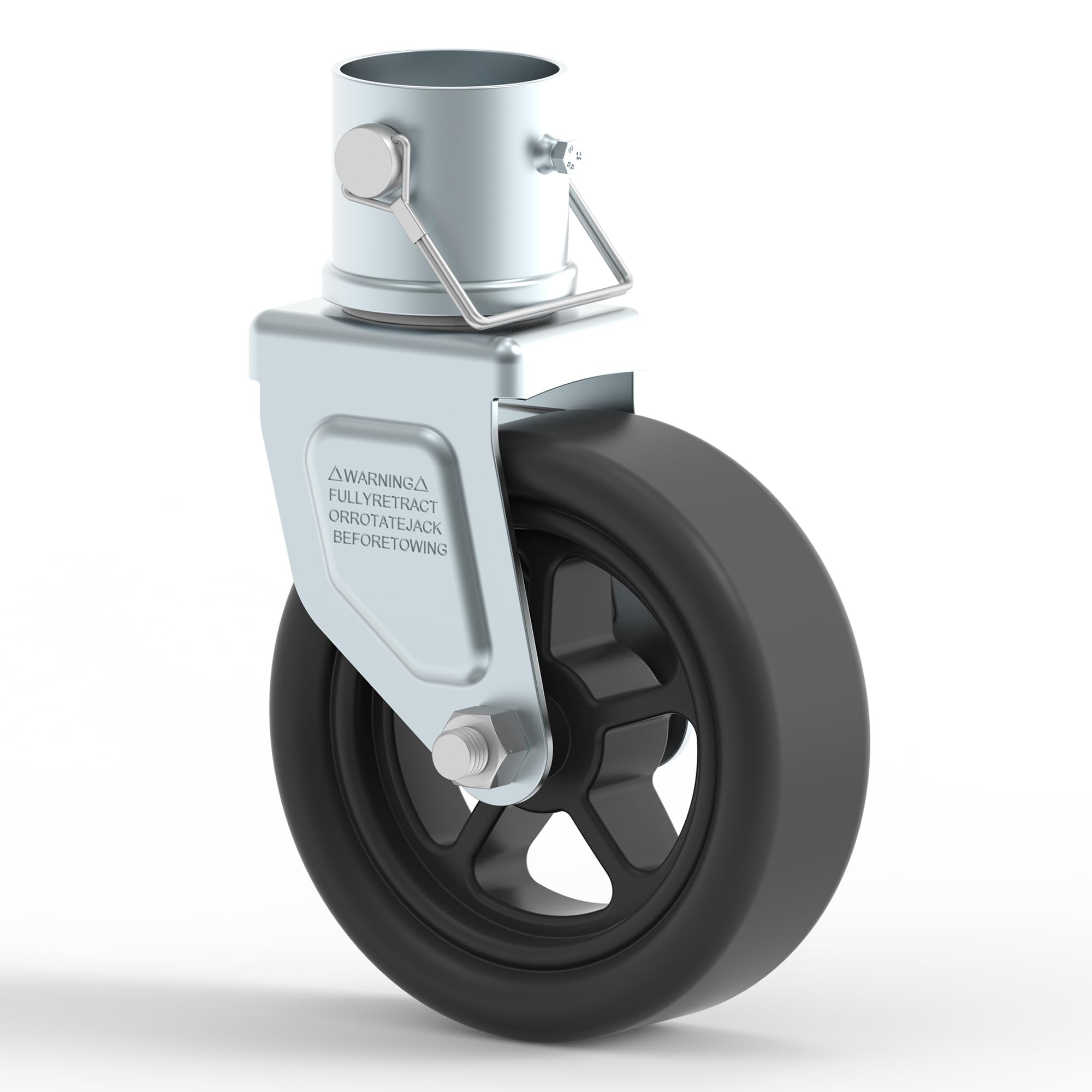 TOWKING 1500lbs 6" Trailer Jack Swivel Caster Replacement with Upgraded Spoked Wheel and Pin, Silver