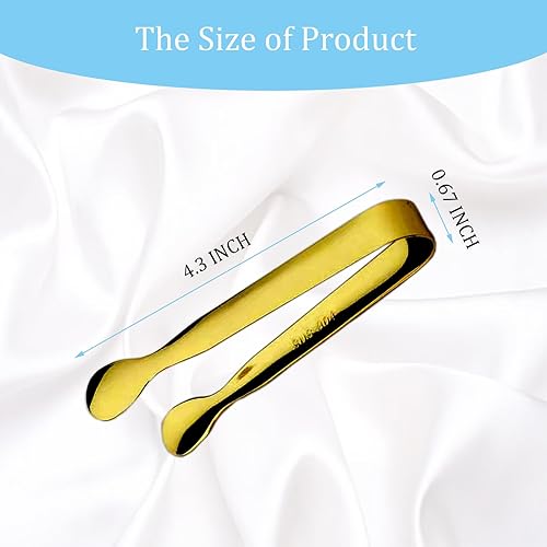 Miniatura 2 de 15 pinzas pequeñas para servir, pinzas de metal de acero inoxidable dorado, pinzas pequeñas de azúcar de 4.25 pulgadas, mini pinzas de cocina para