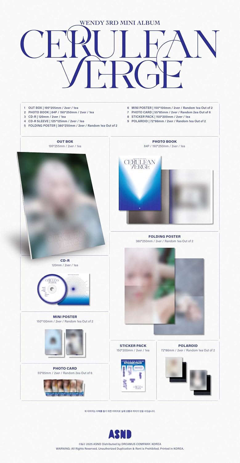 wendy Cerulean Verge [2 fotoksiążki + 2 digipack + 1 breloczek do kluczy w zestawie z 5 szt.] 3. mini album + dodatkowe karty fotograficzne