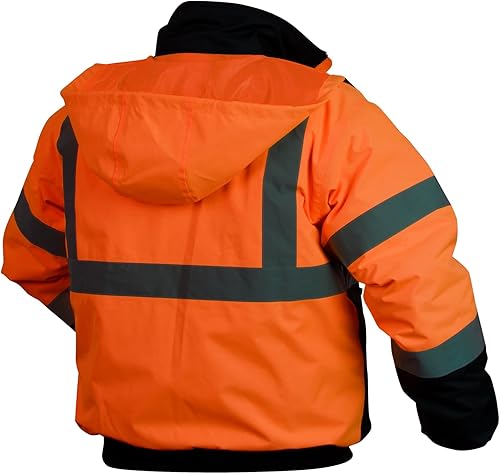 Miniatura 10 de Chamarra de seguridad para bombero Pyramex RJ3210L con forro acolchado, color verde