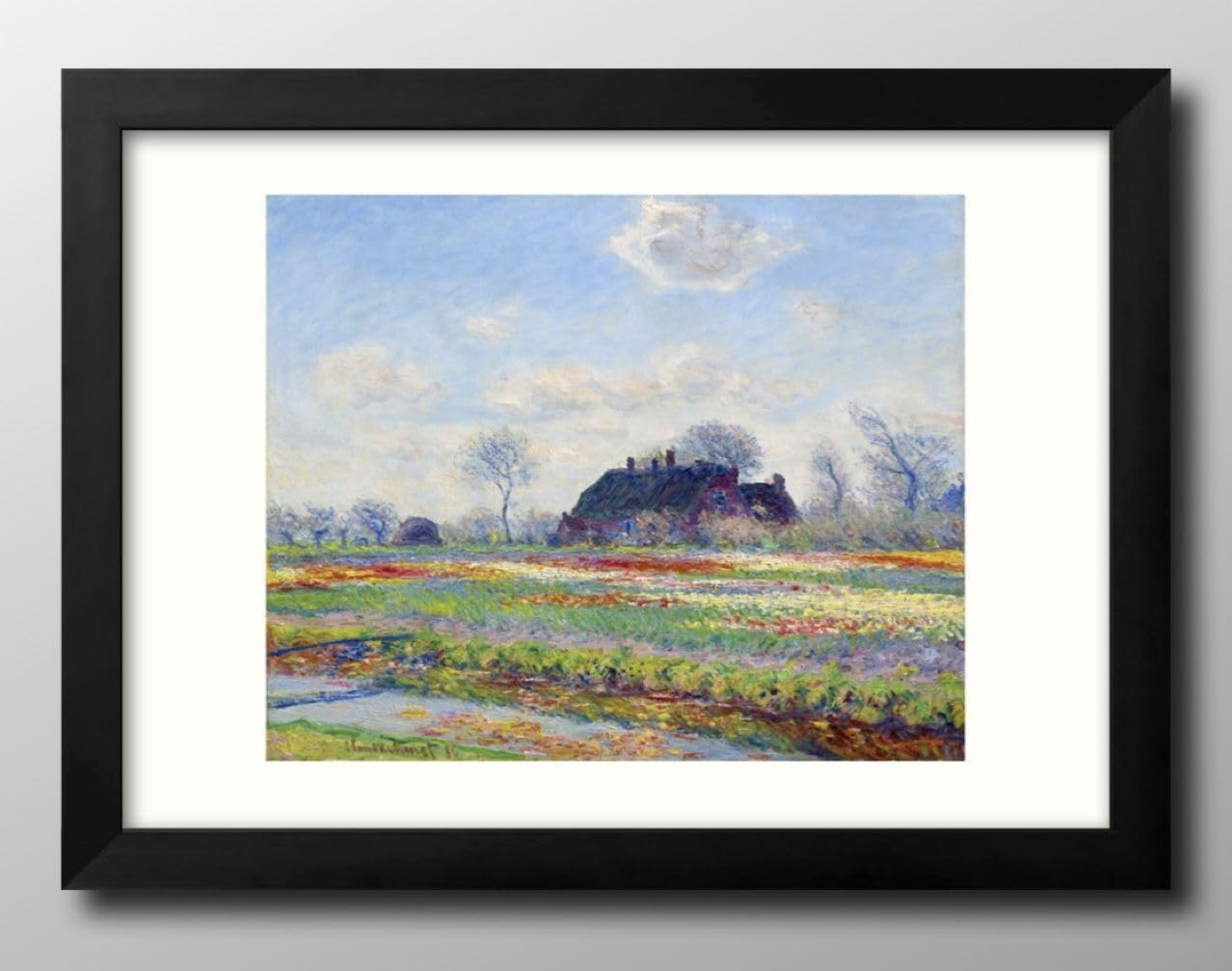 ★秀作★ 手書き油絵 クロード・モネ サッセンハイムのチューリップ畑（大）油彩画 ☆特大秀作☆ 手書き油絵 クロード・モネ サッセンハイムの