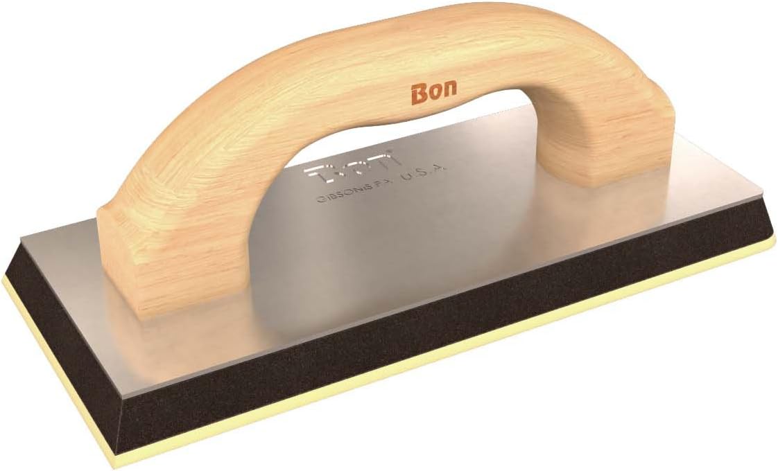 Bon Grout Float 9 in. x 4 in. x 5/8 in. with Wood Handle, Aluminum Backing, Beveled Edges, and Rounded Corners for Tile and Grout Application