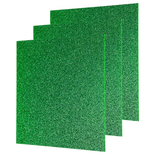 Image of MECCANIXITY 3Pcs Green Glitter Acrylic Sheets 1 /8 inch Thickness 8 inch x 8 inch Glossy PMMA Fluorescent Plastic Sheets Extruded Translucent Blanks for DIY Art Crafting Laser Cutting & Engraving