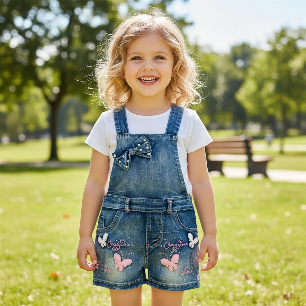 Yao Barboteuse d'été en coton denim pour petites filles