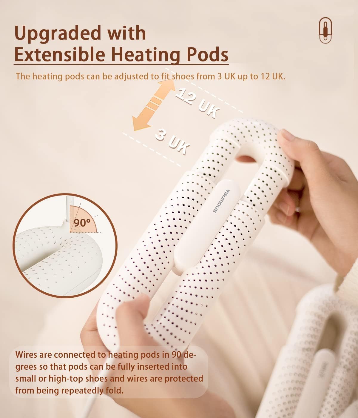 Snowpea Sèche-Chaussures Électrique: Séchage Rapide et Efficace pour Chaussures, Bottes et Gants - Description