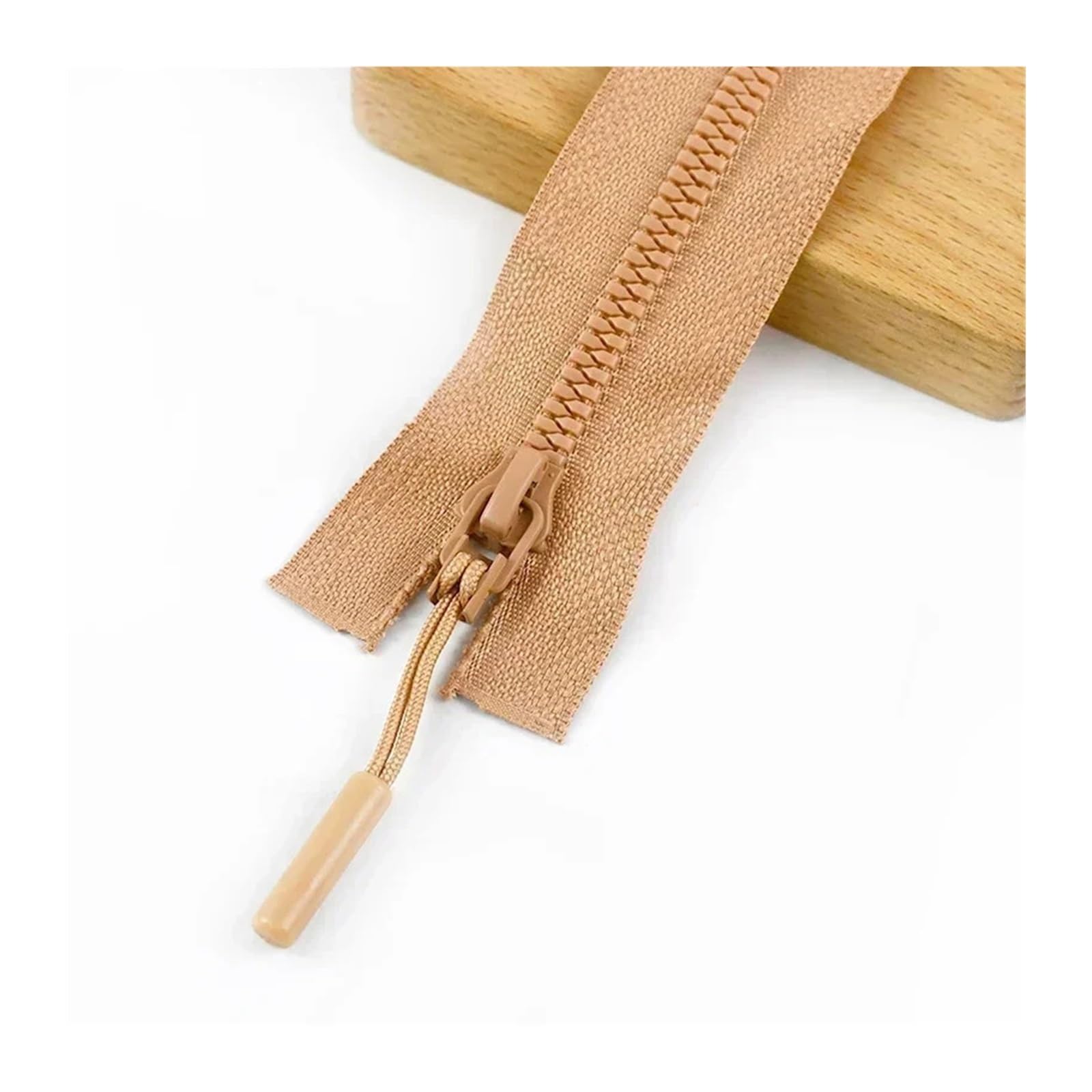 2/5/10Pcs 5# Sewing Resin Zipper 15/18/25cm Close-End 40-80cm Open-End Zippers for Bag Clothes Zip Repair Kit DIY Accessories(Khaki,OpenEnd-60cm,10Pcs)
