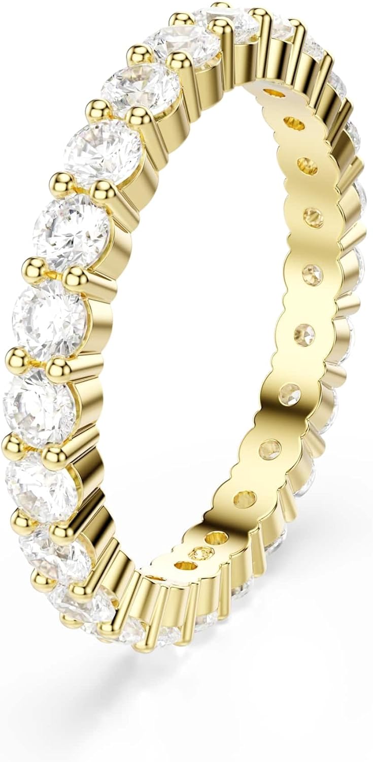 Swarovski Matrix Vittore band ring, Round cut, White, Gold-tone plated