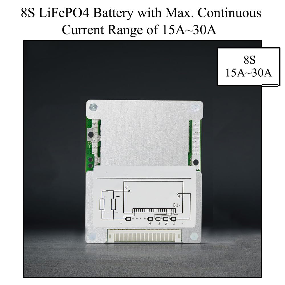 2 placas de protección de batería de la serie 8, módulo de protección BMS, placa de protección de batería de litio, adecuada para batería de fosfato de hierro y litio, serie 8, 3.2 V, 25 A, el mismo