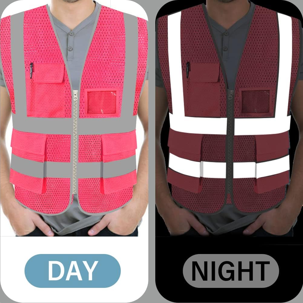 FEimaX High Visibility Safety Vest Mesh Reflective Work Vests for Men Women with Pockets and Zipper Meets ANSI/ISEA Standards - Image 4