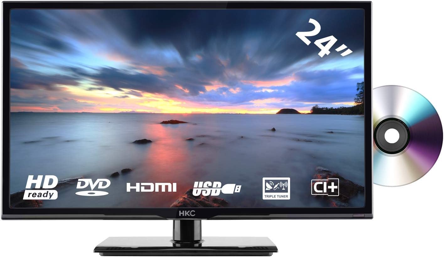 HKC 24 inch LED TV with built-in DVD-player (HD, Triple Tuner, CI +, HDMI, Media Player USB 2.0)