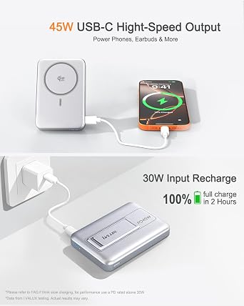 Qi2.2 25W Wireless Power Bank 10,000mAh, Magnetic Charger for MagSafe