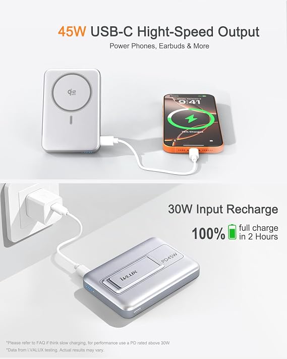 Qi2.2 25W Wireless Power Bank 10,000mAh, Magnetic Charger for MagSafe