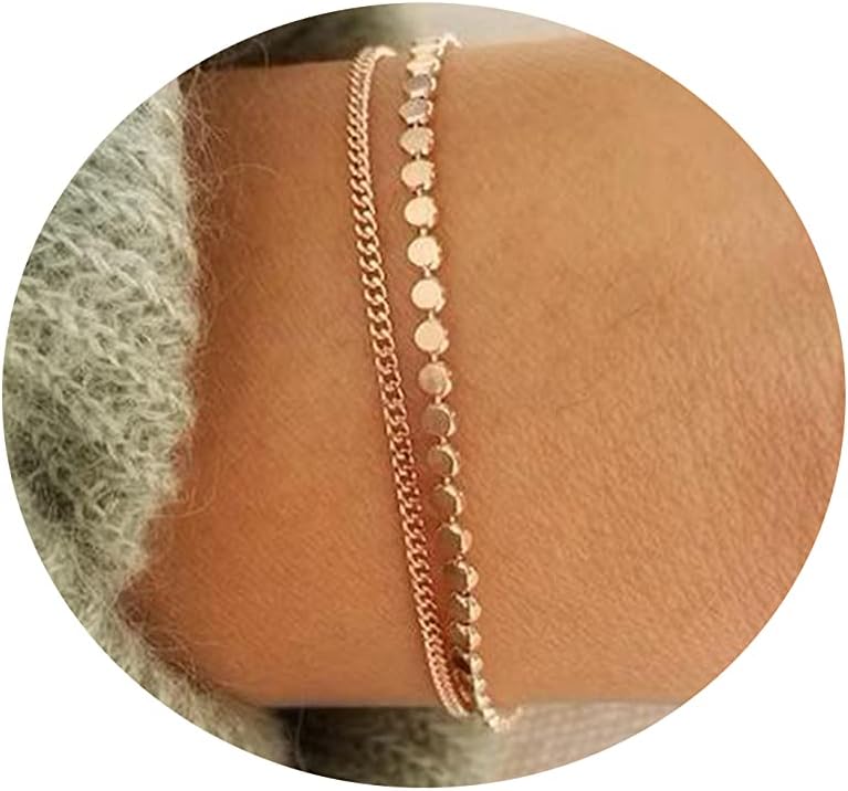 TasisoDainty Gold Bracelets for Women Cute Mariner Link Bracelets Simple Gold Chain Bracelet Minimalist Handmade Jewelry Gift 6.5Inch