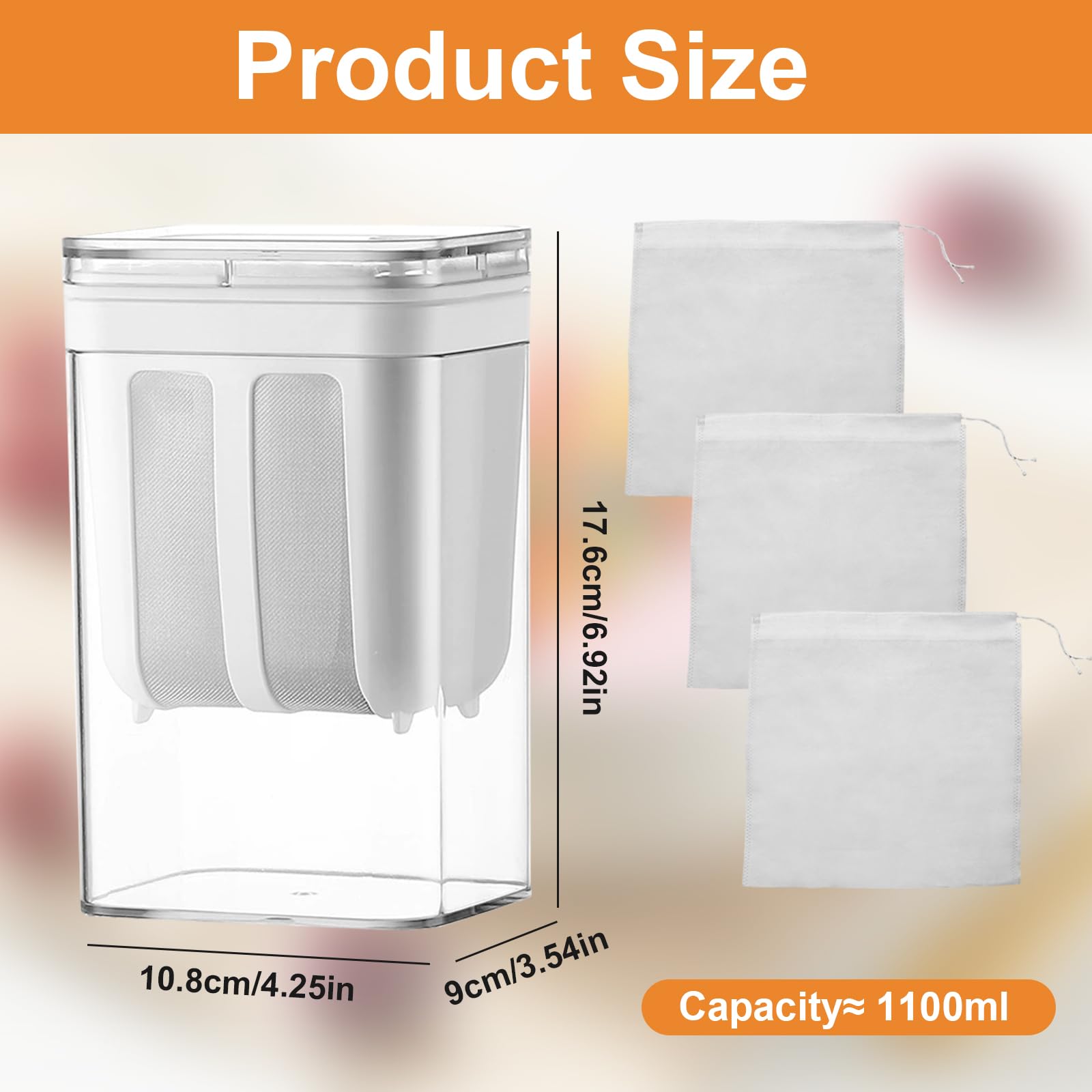 Colino per yogurt greco da 1100 ml, riutilizzabile con coperchio e filtro in acciaio inox per yogurt, crema di formaggio e latte di noci