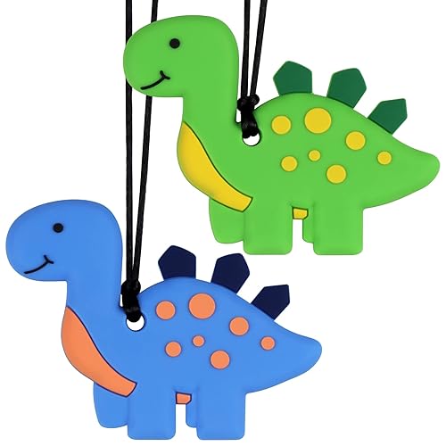 Collar de mordedor masticable de silicona, herramienta sensorial para masticar con motor oral para masticador agresivo (paquete de 2, azulverde)