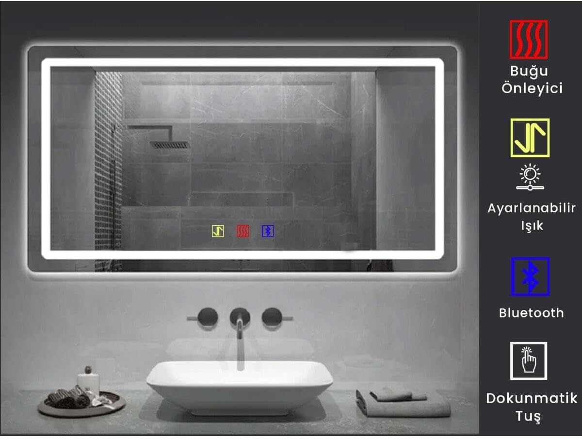 Bathroom Mirror 19.7x27.5 in Bluetooth Defogger Touch Lighted Sandblasted Mirror for Bathroom Vanity