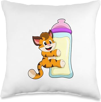 Tiger Baby bottle Milk Throw Pillow