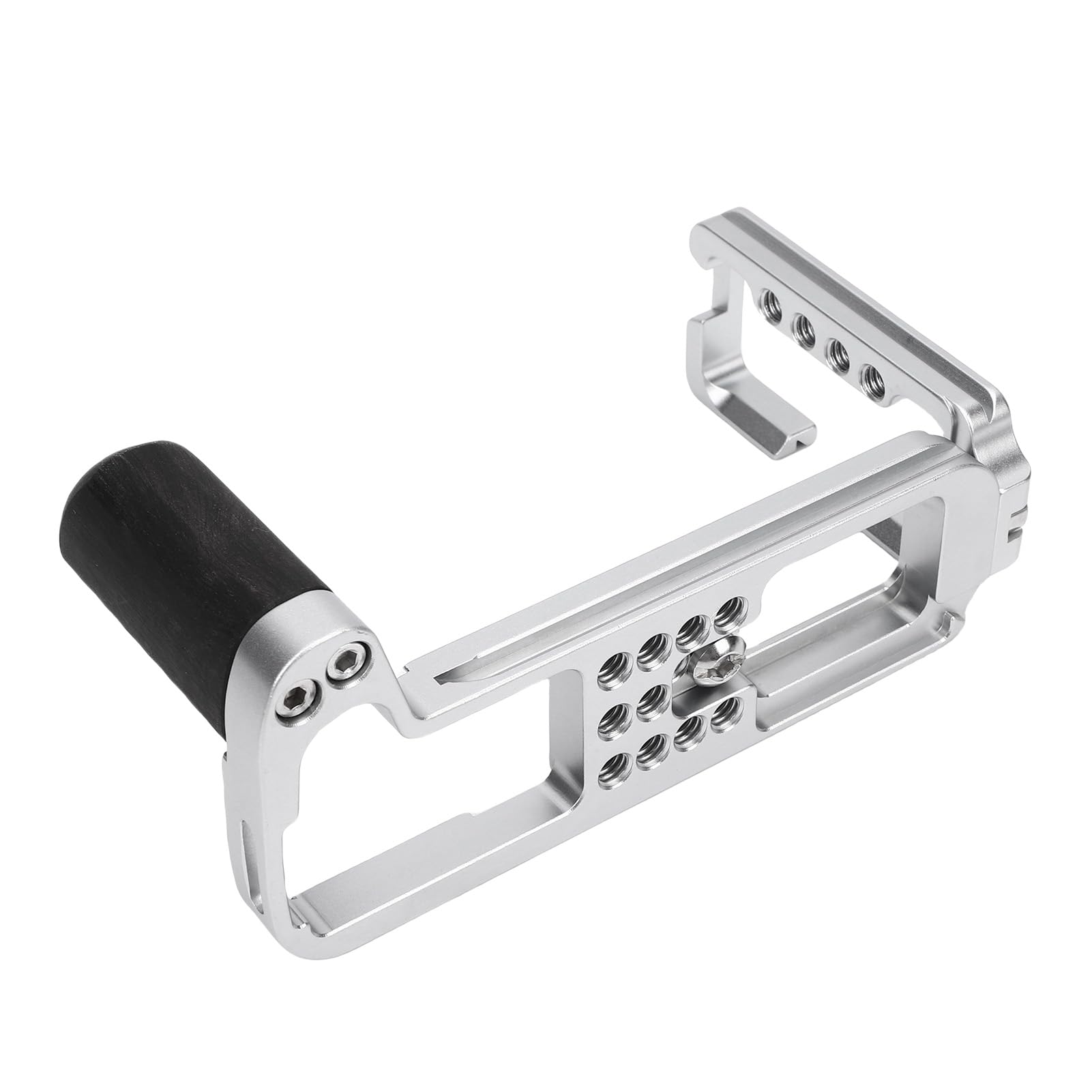 Handgriff L-Plattenhalterung Passend für XT3, Metallhandgriff L-förmiger Griff mit Holzgriff und Schnellwechselplatte QR-Halter Handgriff (Silver)