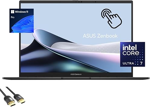 ASUS Zenbook Laptop, 14 WUXGA OLED Touchscreen Display, Intel Core Ultra 7-155H Up to 4.8Ghz, Intel Arc Graphics, 16GB RAM, 1TB PCIe 4.0, WiFi 6E, Backlit KB, TB 4, PDG HDMI Cable, Win 11 Pro