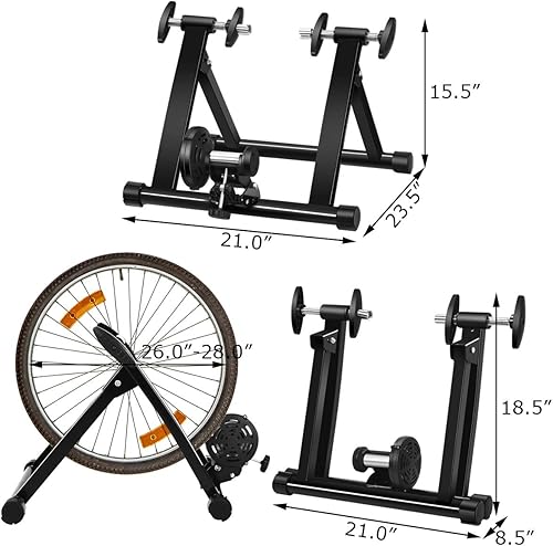 Miniatura 7 de Goplus Soporte de entrenamiento de bicicleta entrenadores de bicicleta de acero para interiores con volante magnético sistema de liberación rápida y