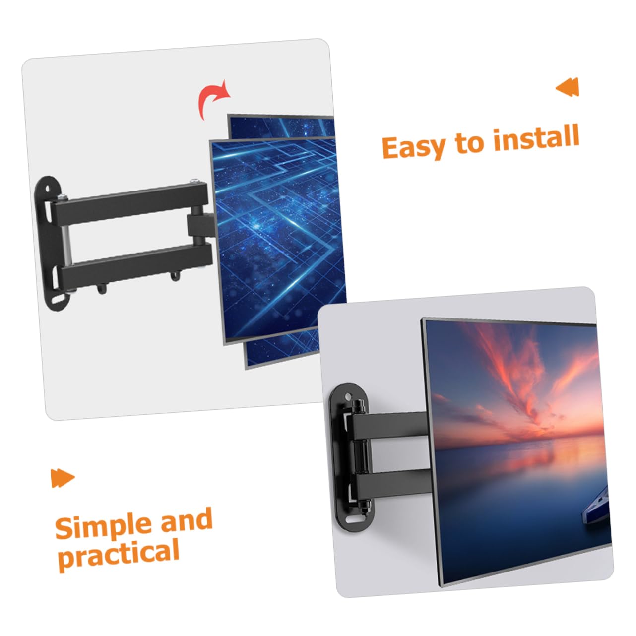 Supporto da Parete per Tv 14-37 Pollici in Acciaio Laminato Nero | Struttura a Parete, Portata 15kg, Design Pieghevole e Girevole, per Schermi e Monitor