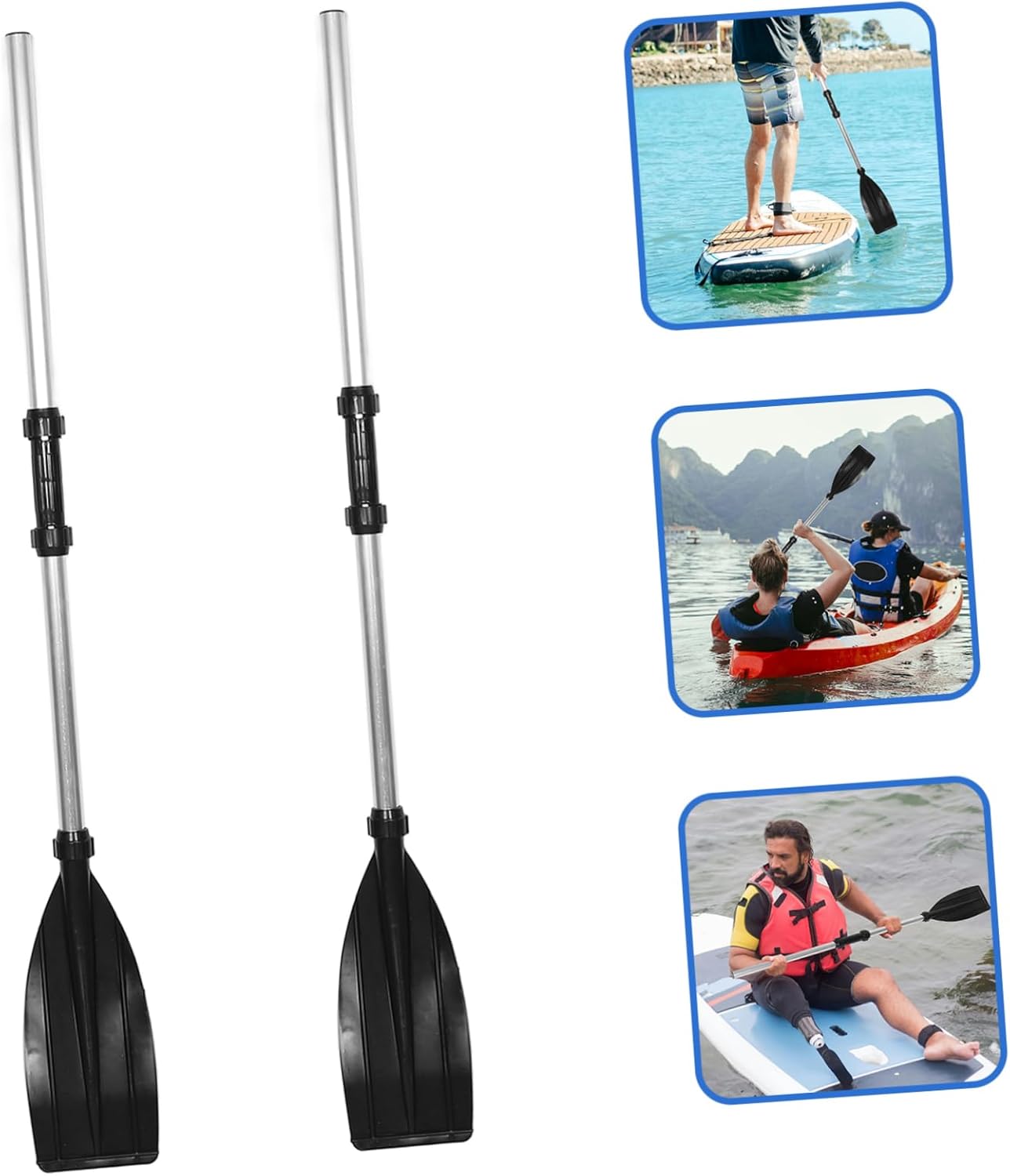 1Set Detachable Aluminum Alloy Kayak Paddles Lightweight Oars for Inflatable Boats Easy to Assemble Nonslip Handle for Comfortable Grip for Boating Canoeing and Water